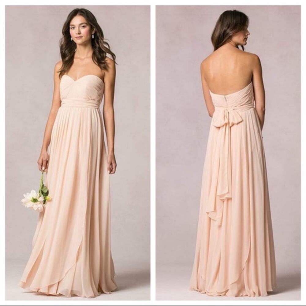 Jenny Yoo Mira Dress Convertible Bridesmaids Gown Pleated Chiffon Pink Size 4